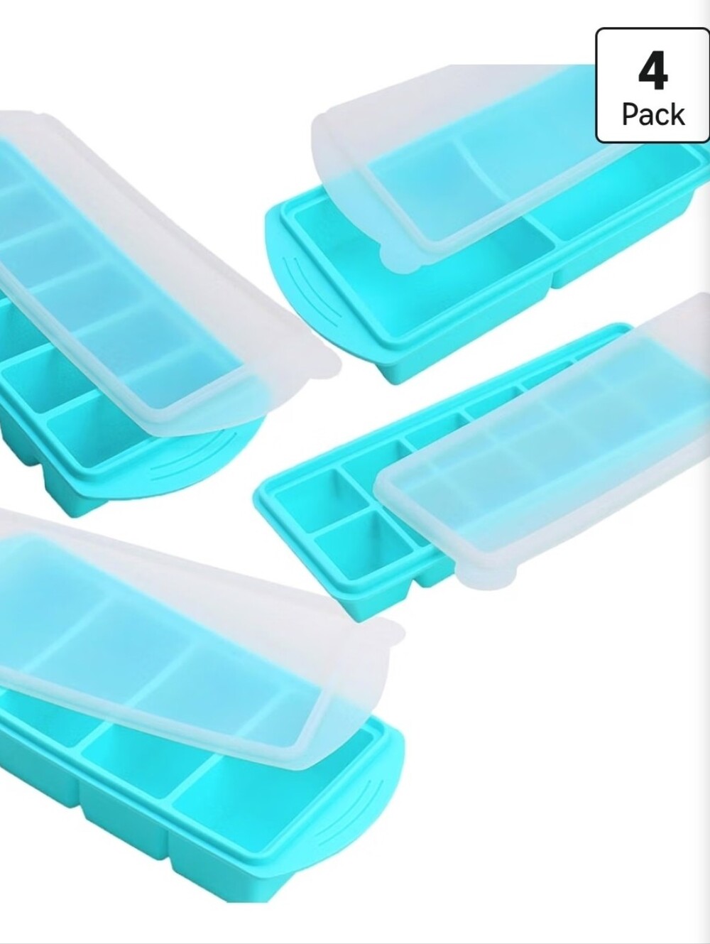 4-Pack Silicone Freezer Molds Set W. Lids | NEW IN BOX |